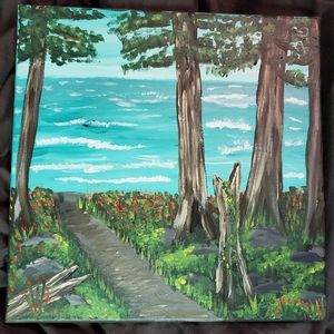 California coast, poppies, redwoods and ocean